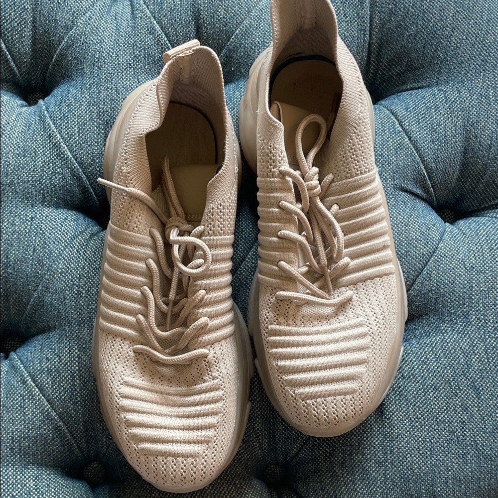 Cream Knit Sneakers